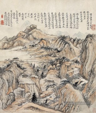 Shitao Montagne en automne chinois traditionnel Peinture à l'huile